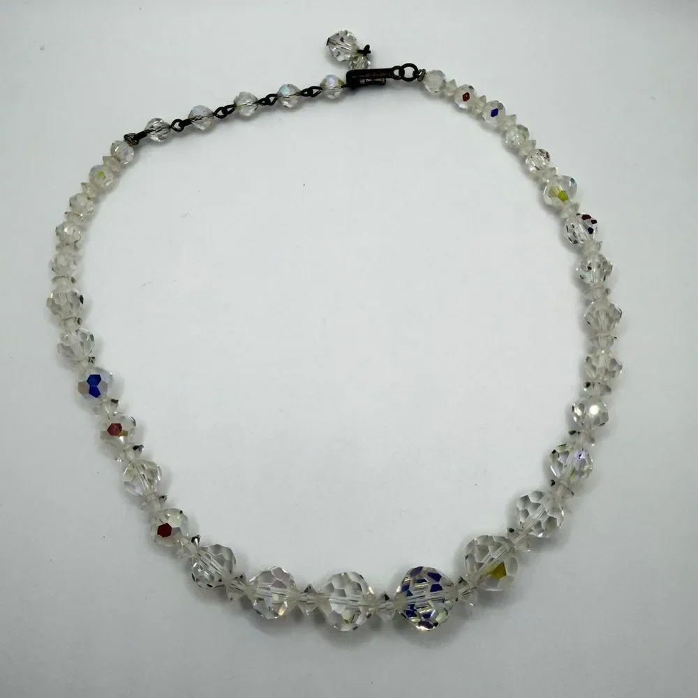 up to 15" VINTAGE LAGNUA, graduated Aurora Borealis crystal beaded necklace! - Picture 7 of 11